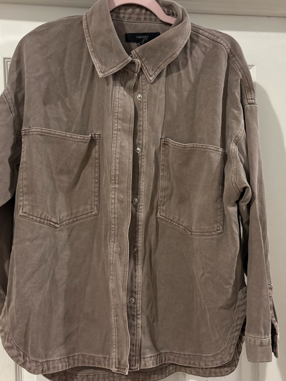Forever 21 Taupe Button-Up Utility Shirt Jacket